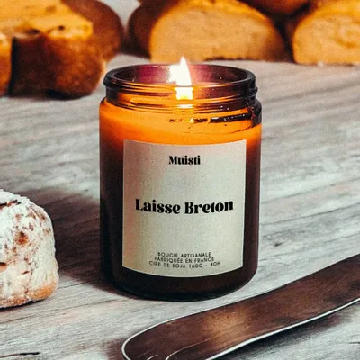 Objets de décoration - Bougie Parfumée - Laisse breton - Musc blanc – 160g - MUISTI
