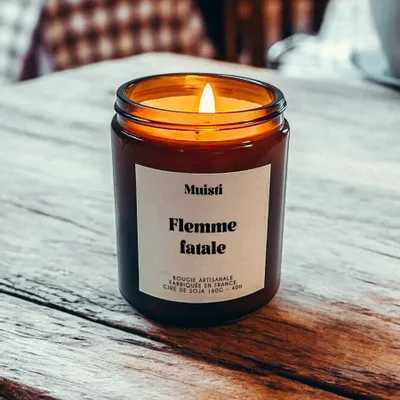 Objets de décoration - Bougie Parfumée - Flemme fatale - Musc blanc – 160g - MUISTI