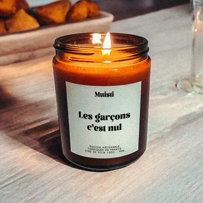 Objets de décoration - Bougie Parfumée - Les garçons c'est nul - Musc blanc – 160g - MUISTI