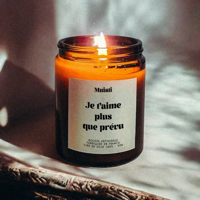Objets de décoration - Bougie Parfumée - Je t'aime plus que prévu - Musc blanc – 160g - MUISTI
