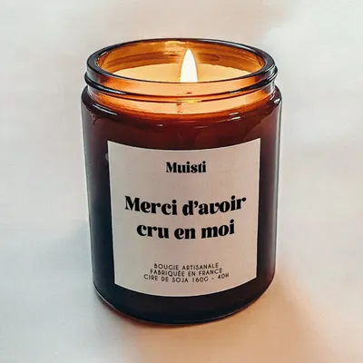 Objets de décoration - Bougie Parfumée - Merci d'avoir cru en moi - Musc blanc – 160g - MUISTI