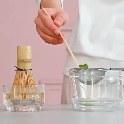 Tea and coffee accessories - Matcha boxes in transparent, green or pink glass/HARIO - ABINGPLUS