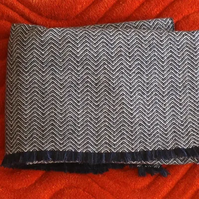 Throw blankets - Midnight & Ivory Cashmere Herringbone Throw : Arthur - PASHMA