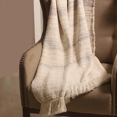 Throw blankets - Cotton Wool Space Dyed Throw : Flora - PASHMA