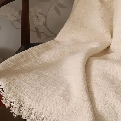 Throw blankets - Alpaca Linen Waffle Throw : Benjamin - PASHMA