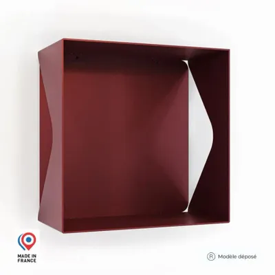 Decorative objects - CUBE STEEL WALL SHELF WITH AQUAMARINE BOTTOM - DECO-GEM