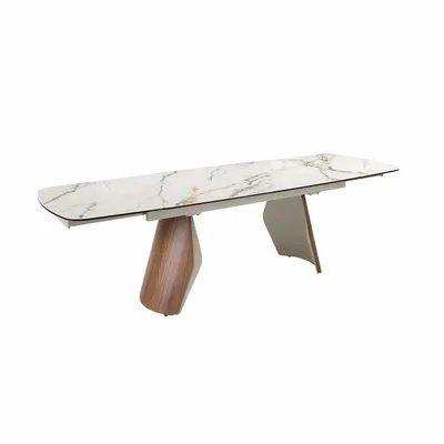 Dining Tables - Extendable oval barrel dining table in marble and steel - ANGEL CERDÁ