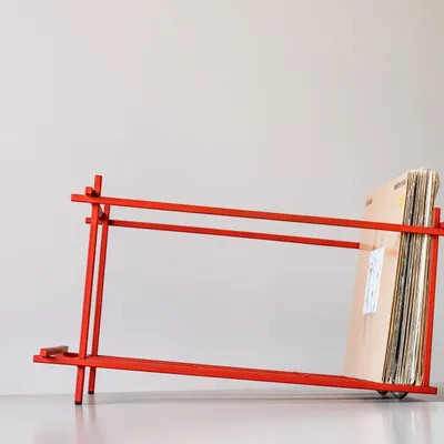 Boîtes de rangement  - Caisse mobile pour disques vinyles : porte-disques moderne à roulettes - DESIGN ATELIER ARTICLE