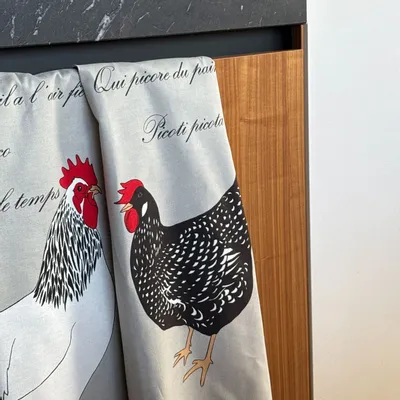 Tea towel - Picoti Poules et Coqs tea towel - BEAUVILLÉ