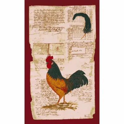 Tea towel - Literary chicken and rooster tea towel - BEAUVILLÉ