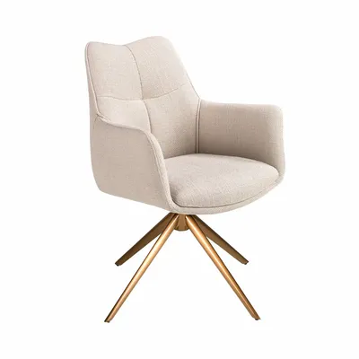 Chaises - Chaise pivotante en tissu crème - ANGEL CERDÁ