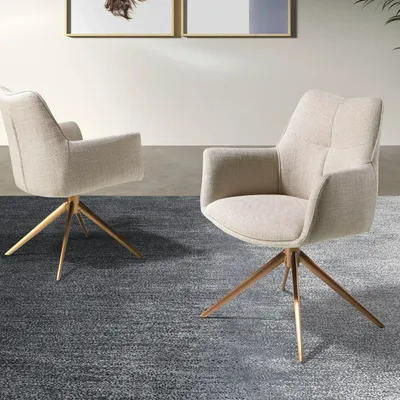 Chaises - Chaise pivotante en tissu crème - ANGEL CERDÁ