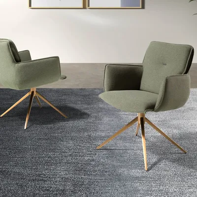 Chaises - Chaise pivotante en tissu vert olive - ANGEL CERDÁ