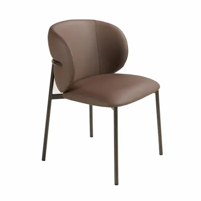 Chaises - Chaise en similicuir marron foncé - ANGEL CERDÁ