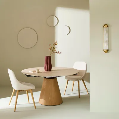 Dining Tables - Lumio round ceramic table with extensions - SIGNATURE MOBILIER ET DÉCORATION