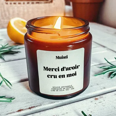 Objets de décoration - Bougie Parfumée - Merci d'avoir cru en moi - Musc blanc – 95g - MUISTI