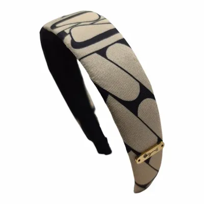 Serre-tête - Serre-tête Renata classique motifs maille noir et beige. - MAISON FITZGERALD