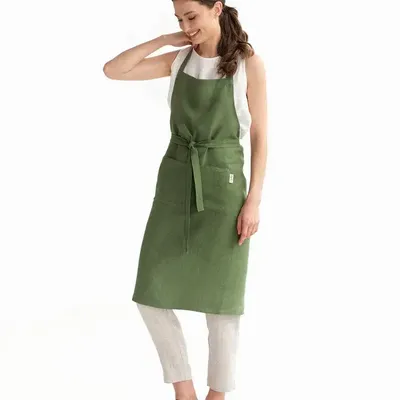 Aprons - Linen bib apron with pockets - MAGICLINEN