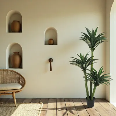 Décorations florales - Yucca artificiel 3 troncs, 170 feuilles en pot plastique - LIGNE DÉCO