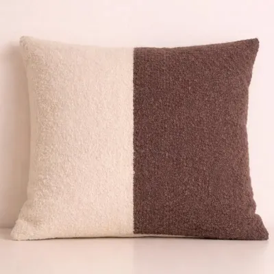 Fabric cushions - Ivory and Espresso Alpaca Boucle Cushion - Ingrid - PASHMA