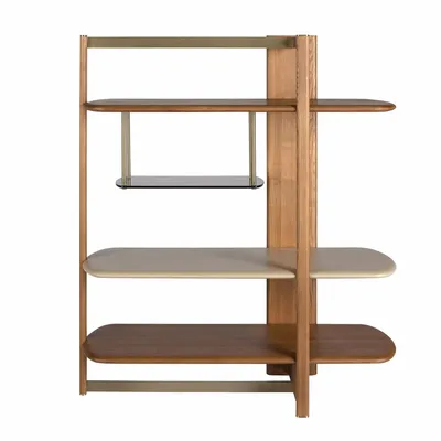 Shelves - Rectangular shelving unit in light walnut and greige wood. - ANGEL CERDÁ