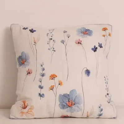 Fabric cushions - Floral Linen Cushion : Willow - PASHMA
