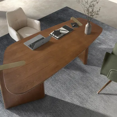 Desks - Desk dressing table in faux leather, walnut and wood. - ANGEL CERDÁ