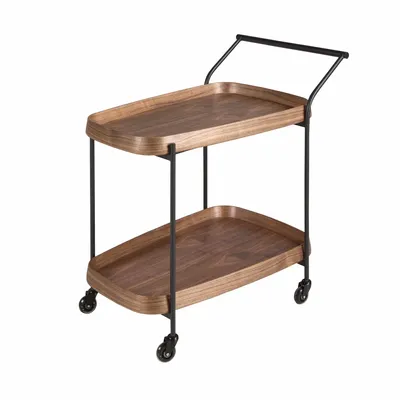 Chariots pour restaurants - Desserte minibar en noyer et acier noir. - ANGEL CERDÁ
