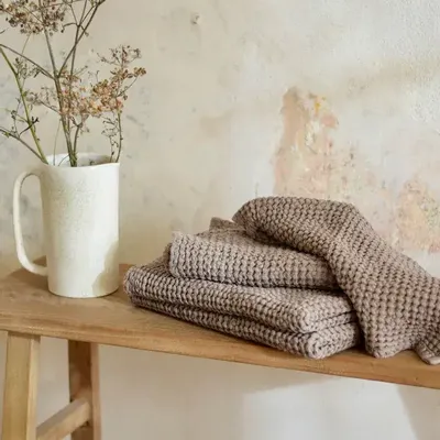 Autres linges de bain - Lot de 3 serviettes en lin gaufré - MAGICLINEN