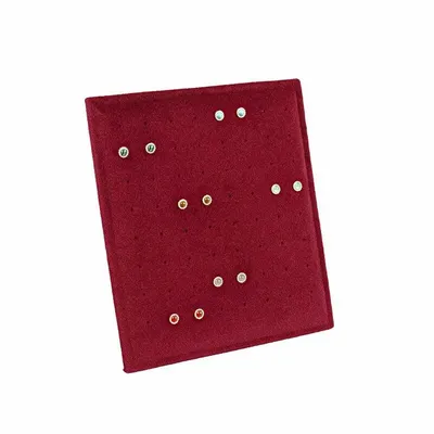 Gifts - Slanted display stand for 32 pairs of earrings, covered in burgundy velvet. - LAVAL 1878