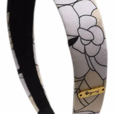 Headbands - Renata classic headband with cream peony patterns. - MAISON FITZGERALD