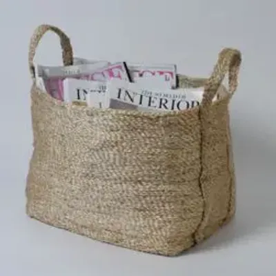 Bathroom storage - Small rectangular jute basket - MAISON BENGAL