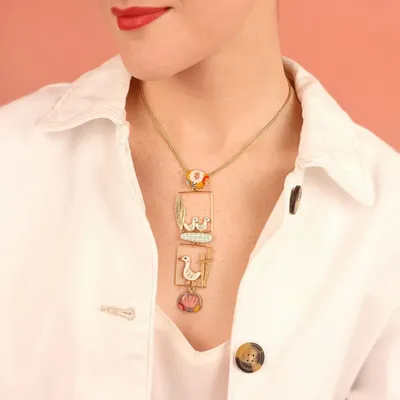 Jewelry - GOLD MULTI-COLOR FEATHER NECKLACE - TARATATA BIJOUX