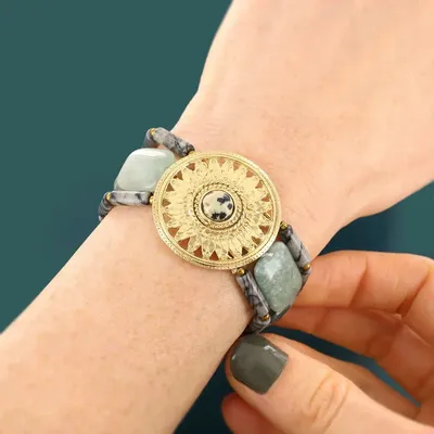 Bijoux - BRACELET SOLEDAD COULEUR DORE VERT - TARATATA BIJOUX