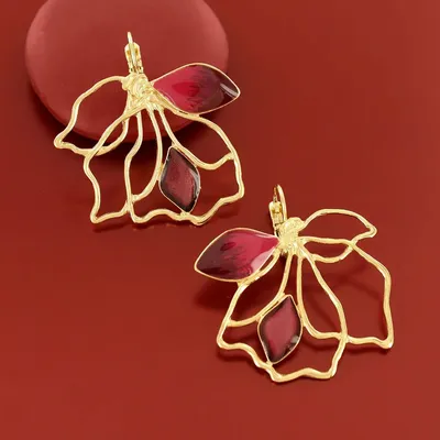 Jewelry - HIBISCUS SLEEPERS IN ROSE GOLD - TARATATA BIJOUX