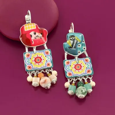 Bijoux - DORMEUSES CHANAPE COULEUR ARGENT MULTI - TARATATA BIJOUX