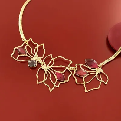 Jewelry - Rose gold hibiscus necklace - TARATATA BIJOUX