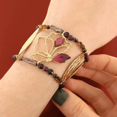 Jewelry - Rose Gold Hibiscus Bracelet - TARATATA BIJOUX