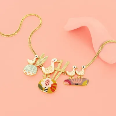 Jewelry - GOLD MULTI-COLOR FEATHER NECKLACE - TARATATA BIJOUX