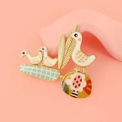 Jewelry - MULTI-COLOR GOLD FEATHER BROOCH - TARATATA BIJOUX