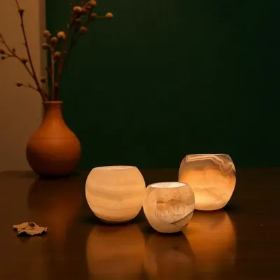 Candlesticks and candle holders - Candle Holder Luxy Alabaster Stone – Crafted Elegant Design - tealight - MAISON ZOE