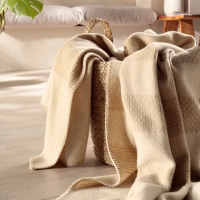 Throw blankets - Blanket Crossweft Beige - BIEDERLACK
