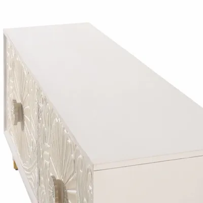 TV stands - White mango wood TV unit with gold accents - GINER Y COLOMER