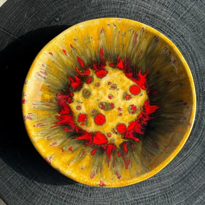 Plats et saladiers - Grand plat circulaire style West Germany marque JQ D35 H5 - OFFICE OBJETS