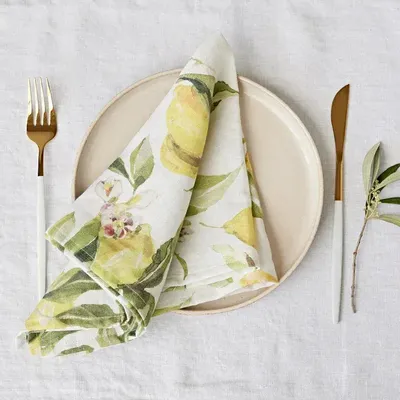 Serviettes - Lot de 2 serviettes en lin imprimées Jardin d’agrumes - MAGICLINEN