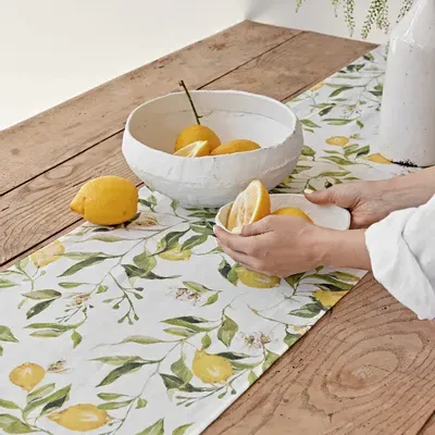 Nappes - Chemin de table en lin imprimé Jardin d’agrumes - MAGICLINEN