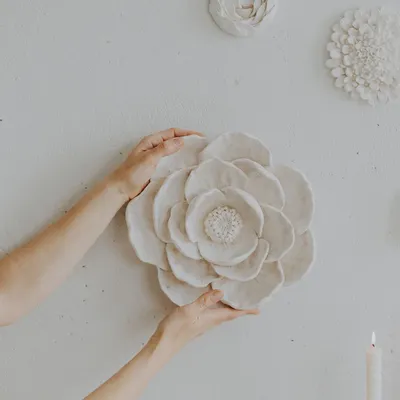 Decorative objects - Handmade Flower Plaque - 3D look wall decor - DABA DECO