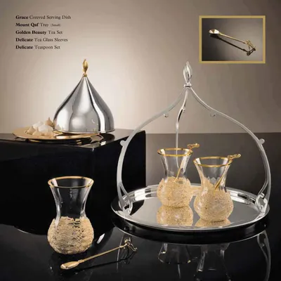 Tea and coffee accessories - Golden Beauty Tea Glass Set, Set For 2 (4 Pcs) - ANATOLI