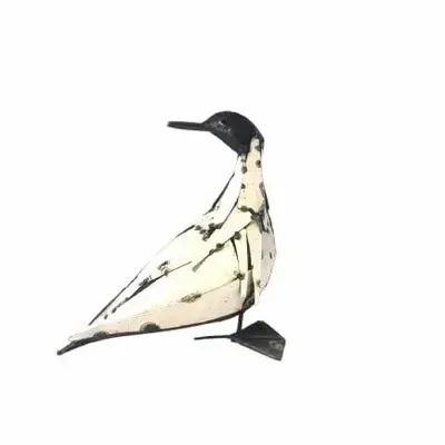 Accessoires de déco extérieure - Sculpture Métal Recyclé Canard blanc plumage - TERRE SAUVAGE