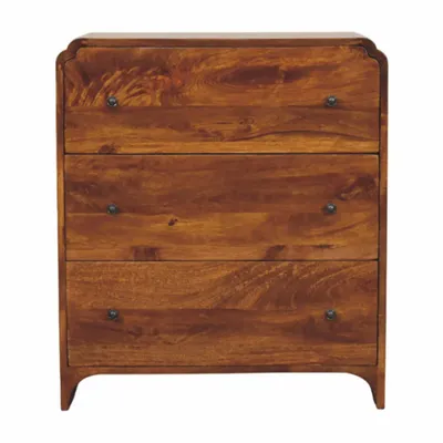 Commodes - Artisan Furniture Solid Wood Commode Newton Châtaigne à 3 tiroirs - ARTISAN FURNITURE